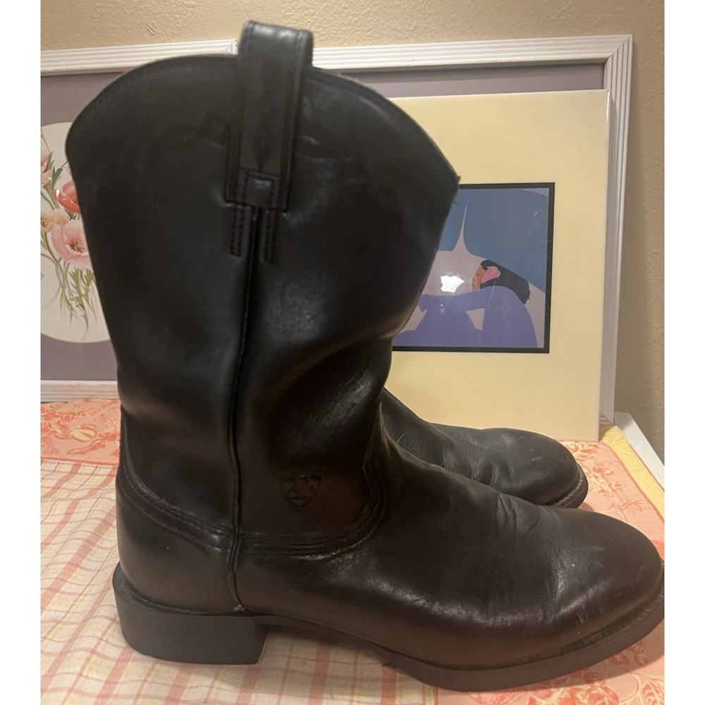 Ariat Heritage Sierra Black Leather Round Toe Cowboy Boots #35501 Men's 10EE